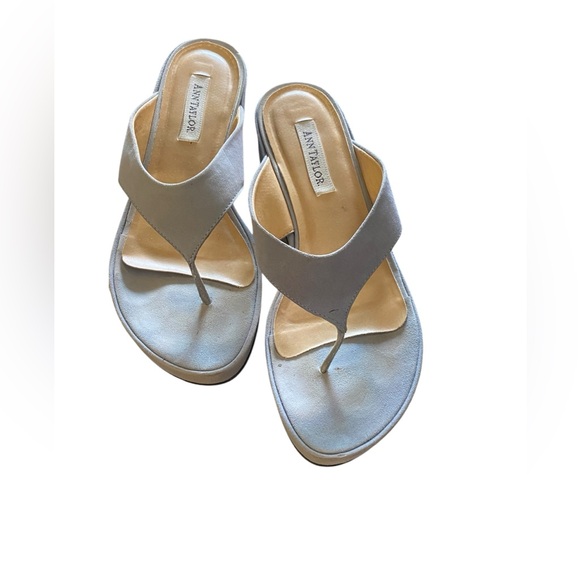 Ann Taylor SUEDE Platform Blue Thong  Sandals 6.5 - Picture 1 of 7